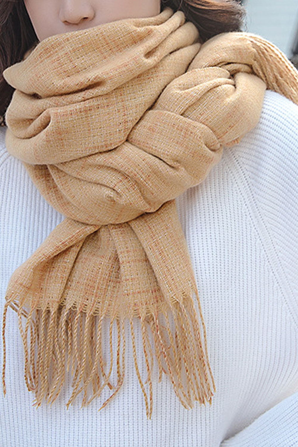 Women Beautiful Tassel Hem Breathable Windproof Muffler