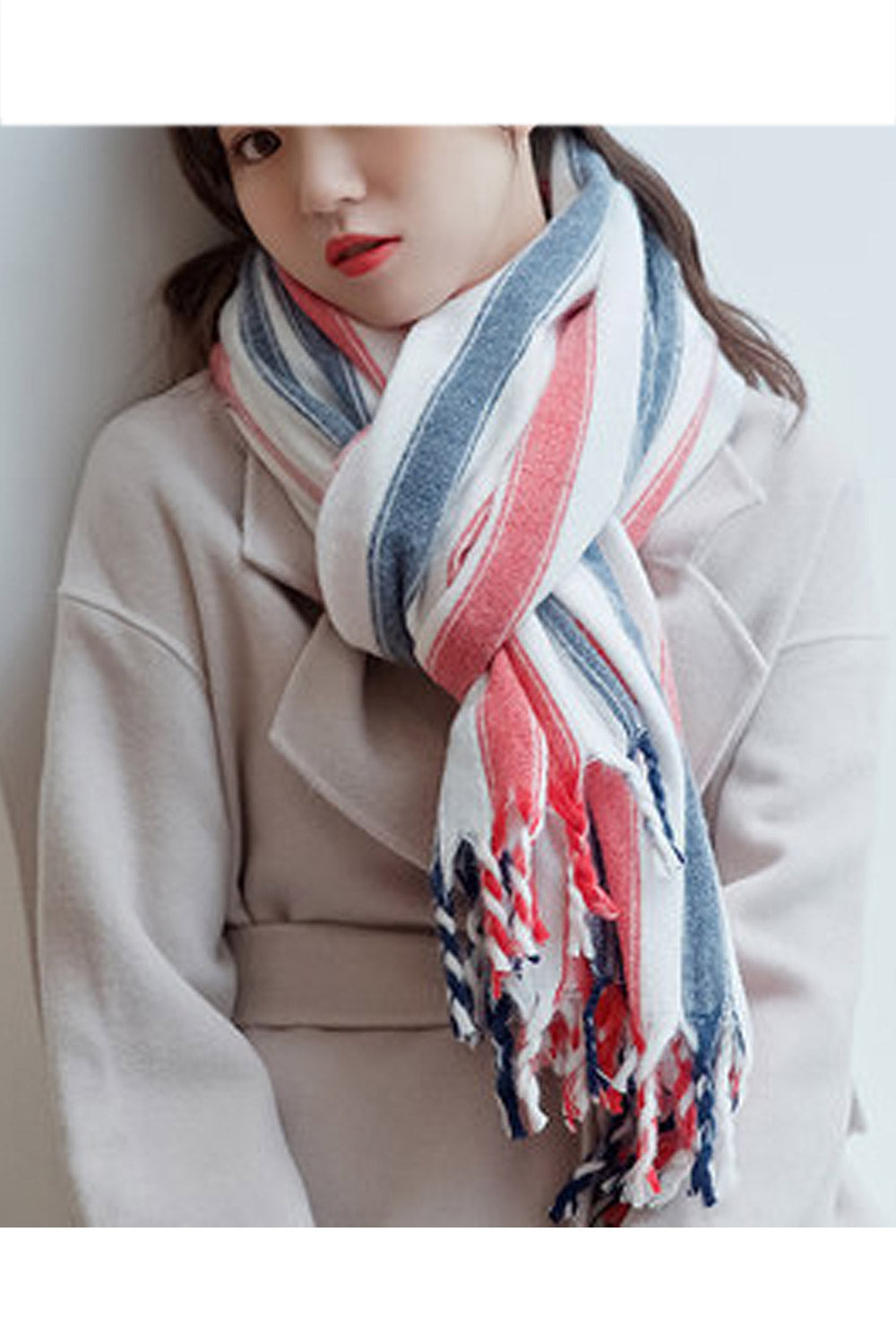 Women Beautiful Tassel Hem Comfortable Muffler
