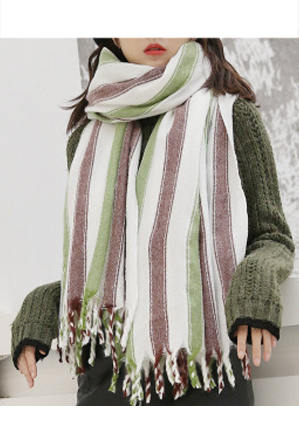 Women Beautiful Tassel Hem Comfortable Muffler