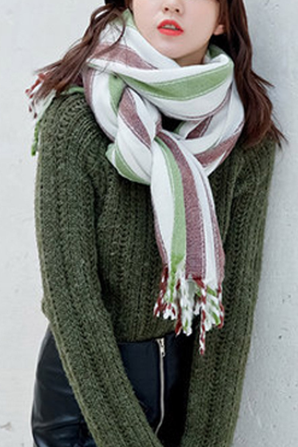 Women Beautiful Tassel Hem Comfortable Muffler