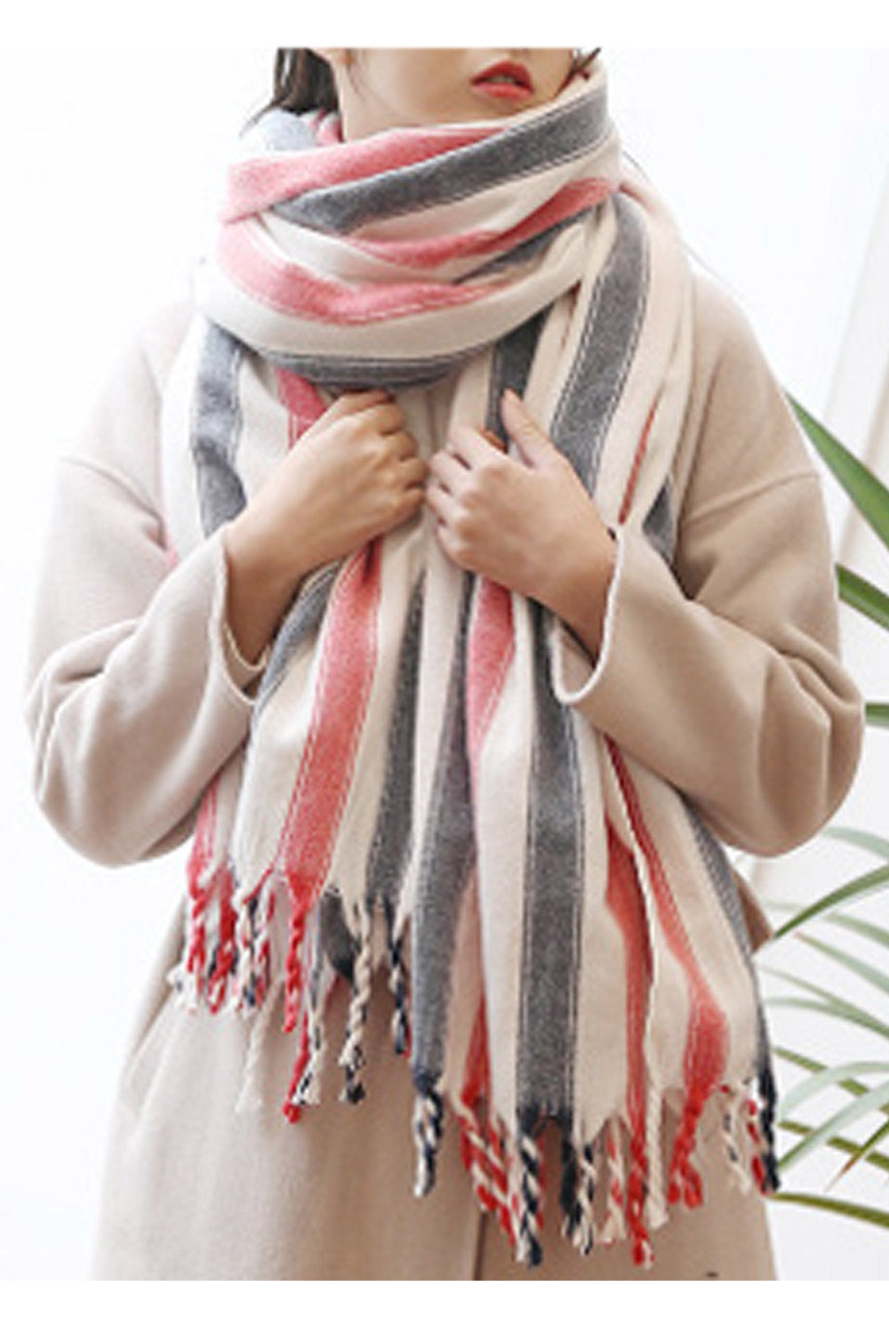 Women Beautiful Tassel Hem Comfortable Muffler