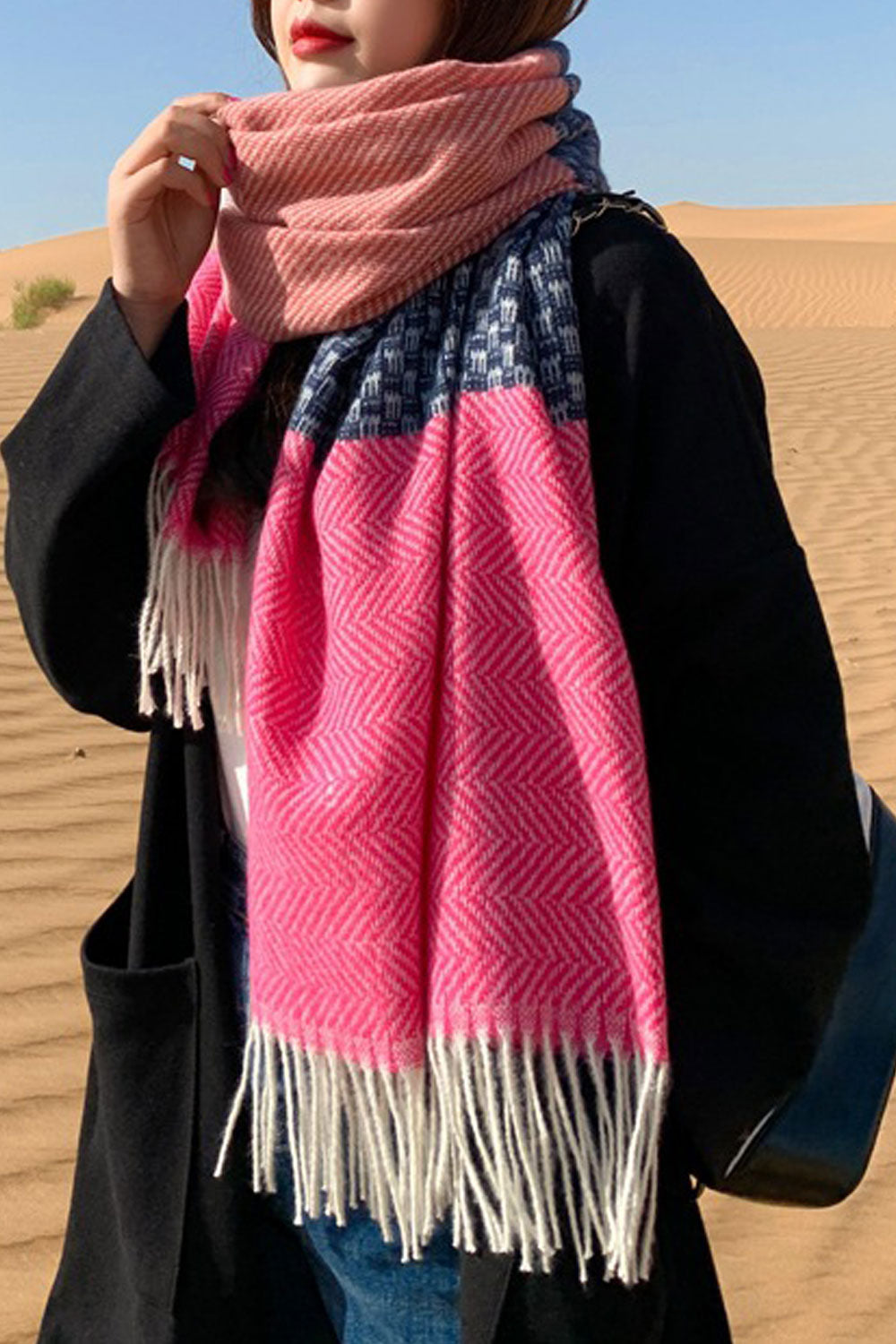 Women Cashmere Thick Tassel Decorated Lovely Muffler