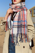 Women Lovely Tassel Decoration Classy Plaid Styled Cozy Muffler