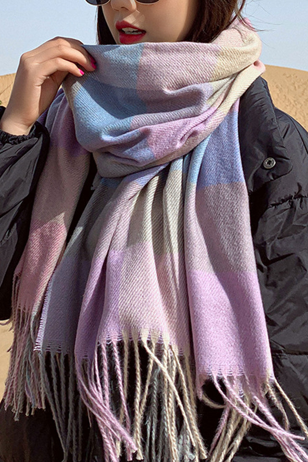 Women Classy Tassel Decoration Warm Breathable Muffler