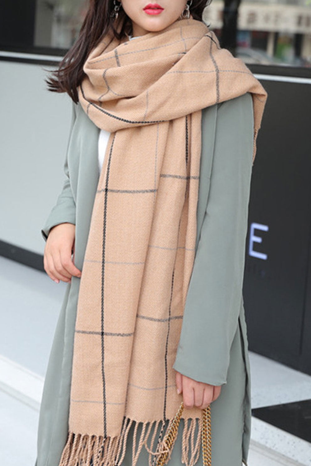Women Long Striped Pattern Winter Season Warm Muffler