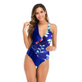 Women Relaxed Fit Deep V-Neck Beautiful Floral Pattern Sleeveless Women Swimwear