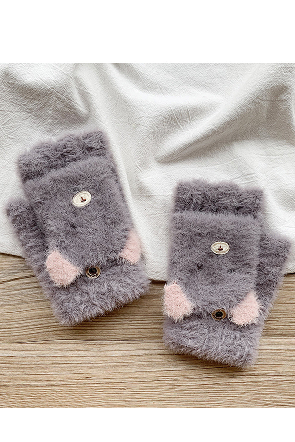 Women Fashion Cute Half Finger Warm Knitted Gloves
