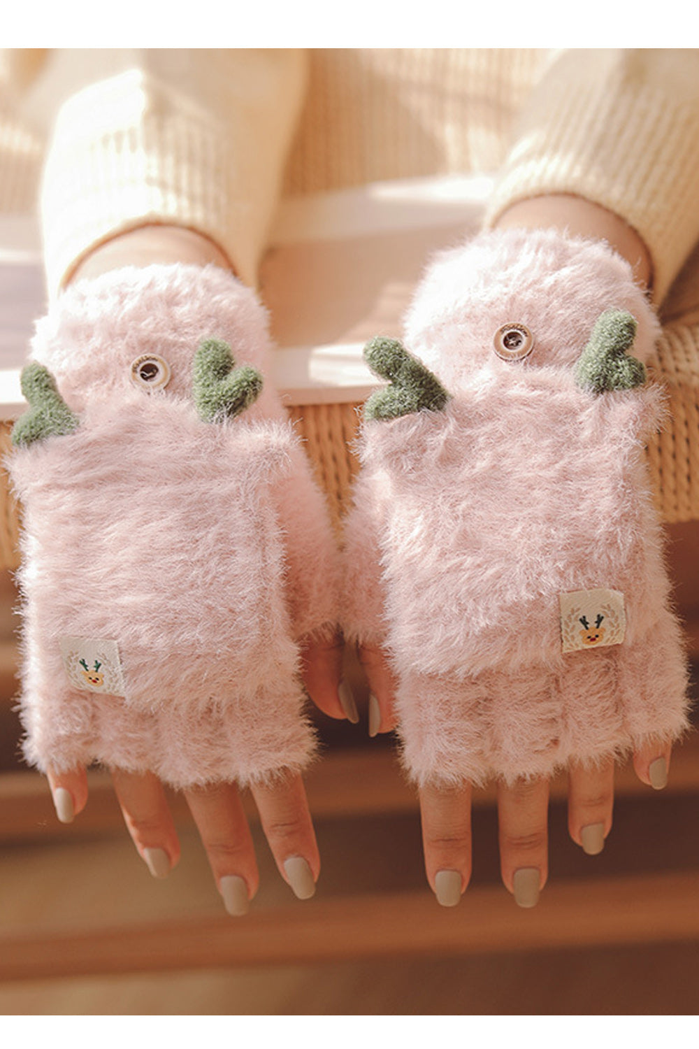 Women Fashion Cute Half Finger Warm Knitted Gloves