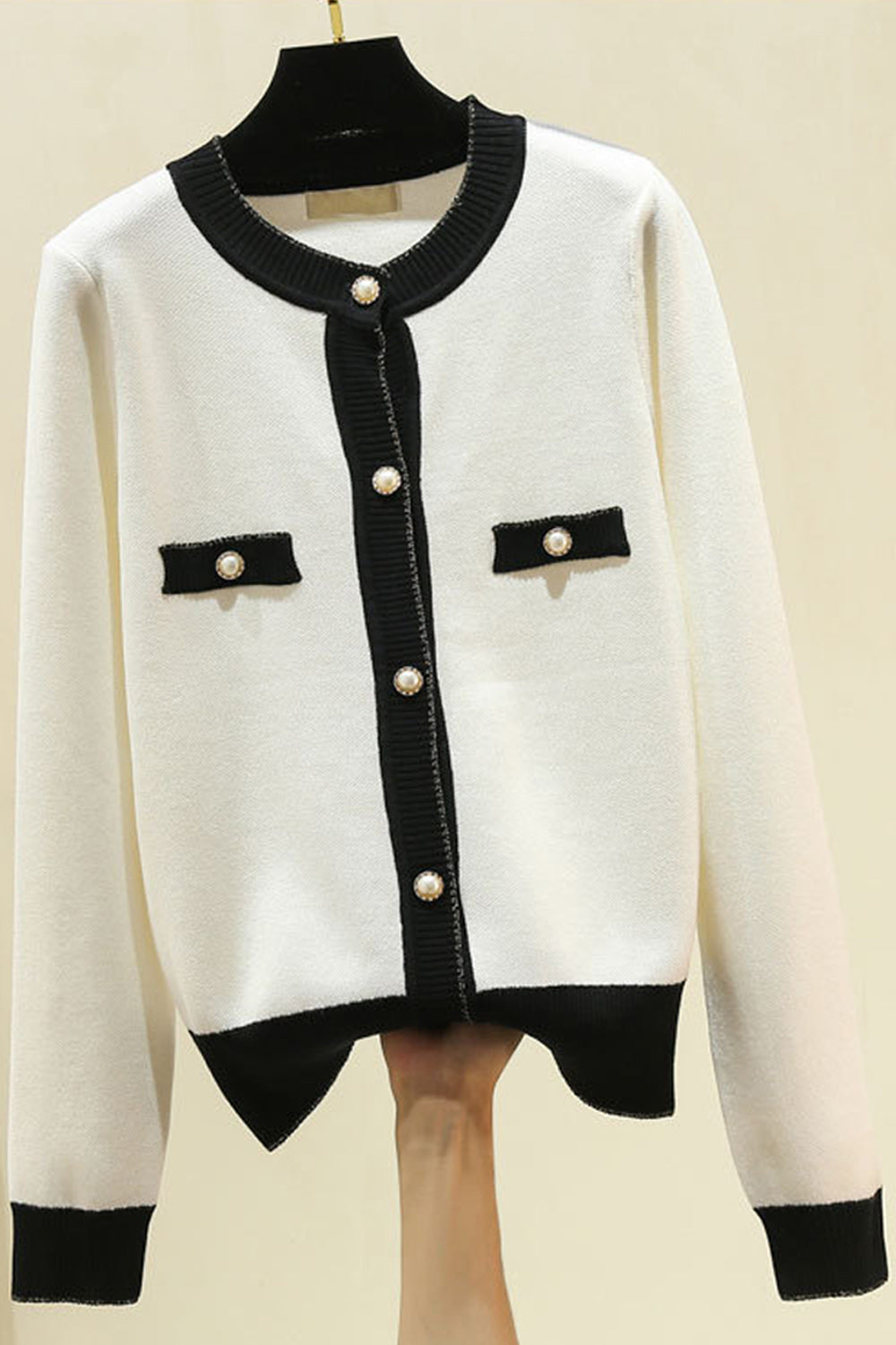 Women Elasticated Hem Long Sleeve Comfortable Warm Cardigan