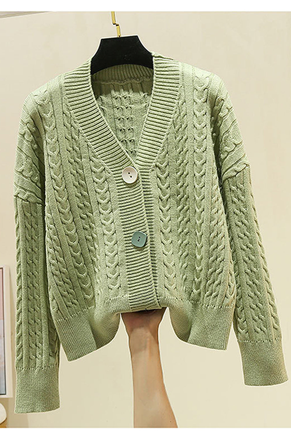 Women Solid Colored Thick Long Sleeve Comfortable Cardigan