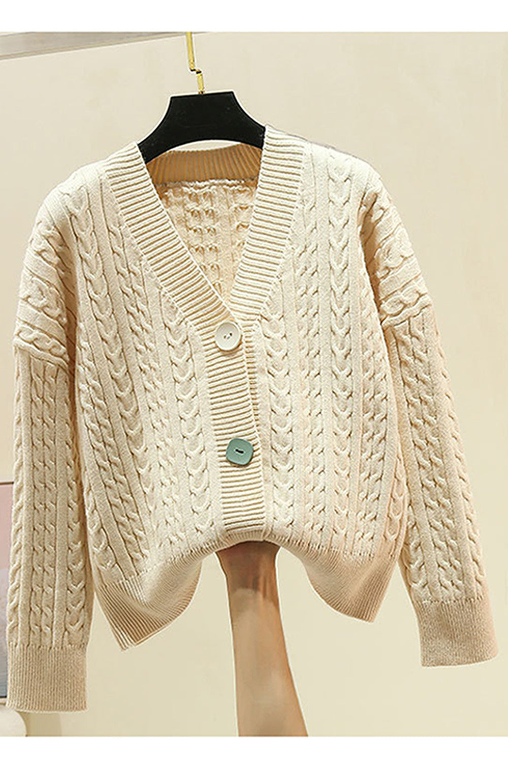 Women Solid Colored Thick Long Sleeve Comfortable Cardigan