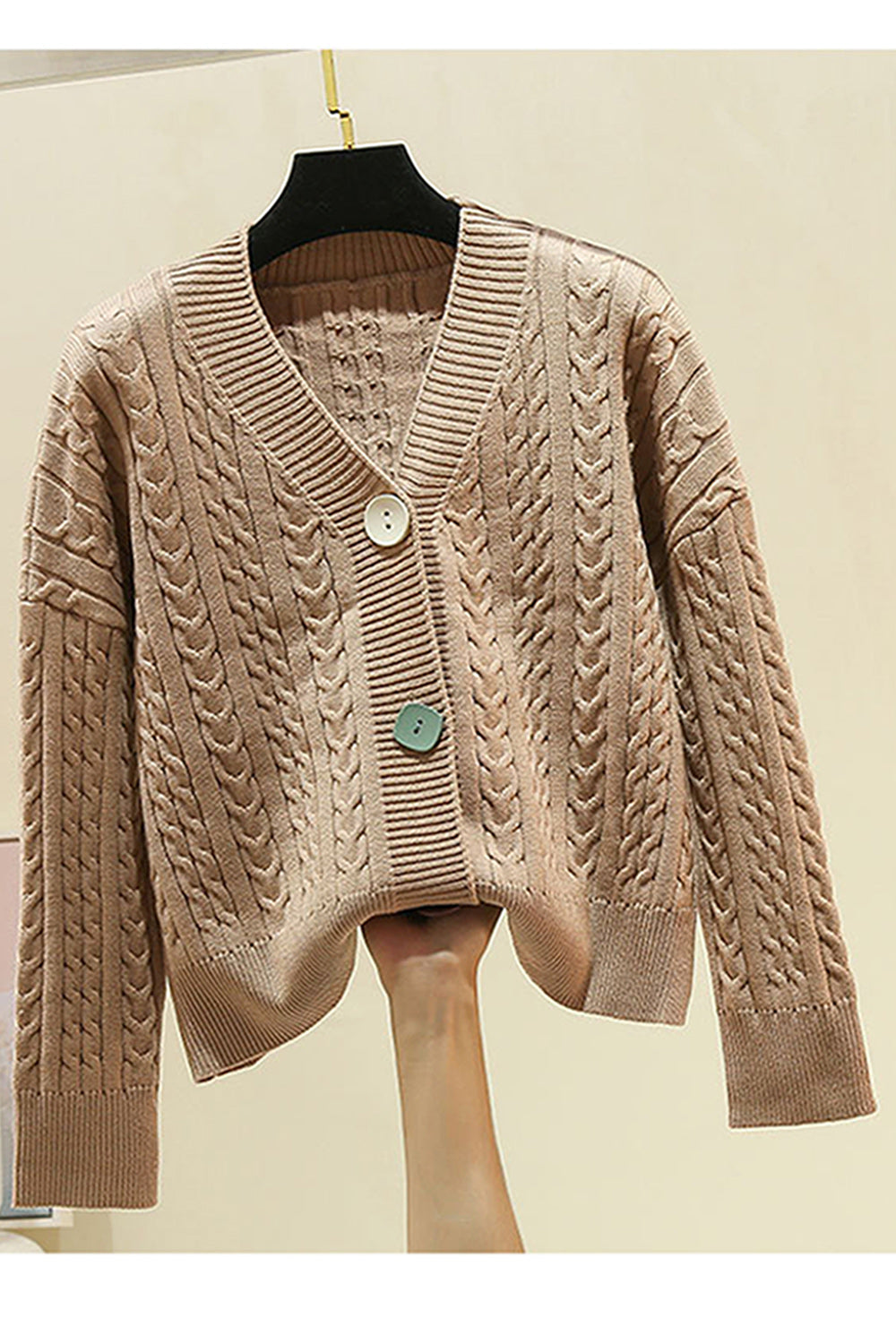Women Solid Colored Thick Long Sleeve Comfortable Cardigan