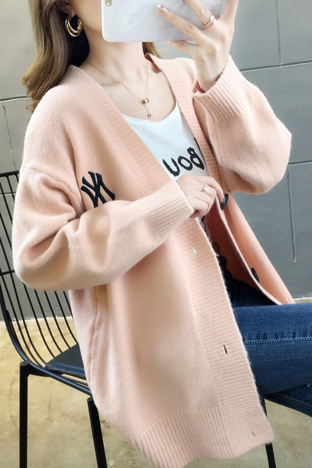 Women Beautiful Warm Solid Colored Thick Cardigan