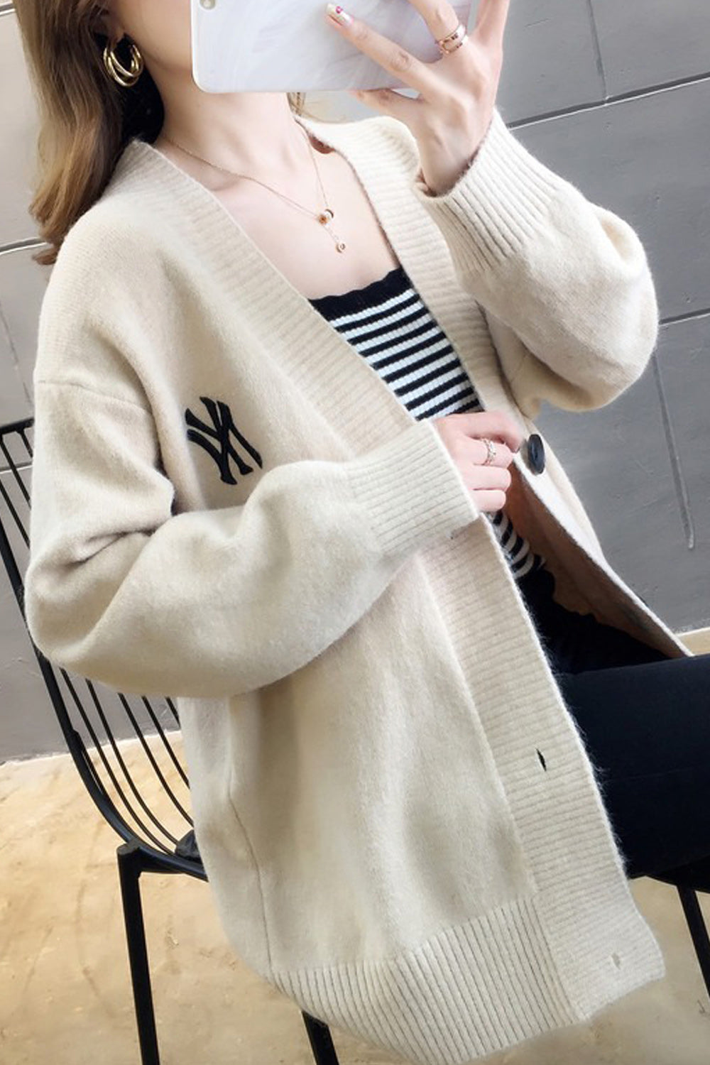 Women Beautiful Warm Solid Colored Thick Cardigan