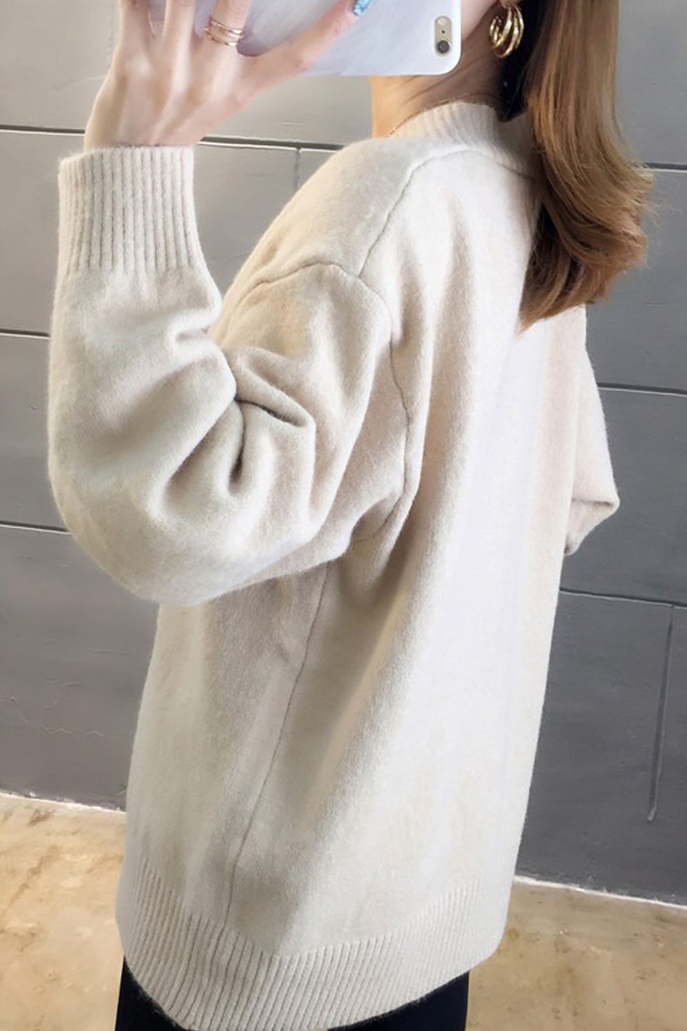 Women Beautiful Warm Solid Colored Thick Cardigan