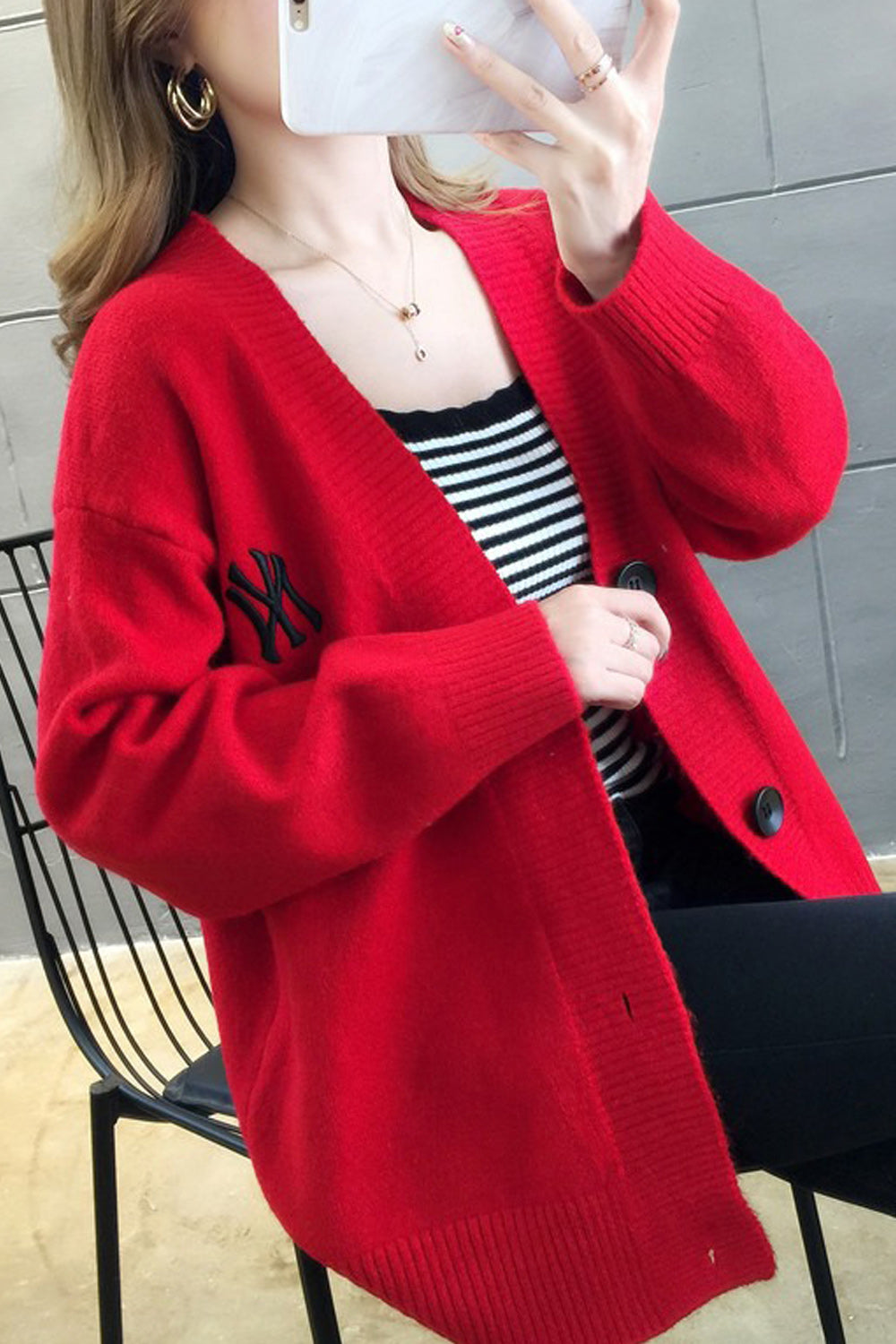 Women Beautiful Warm Solid Colored Thick Cardigan