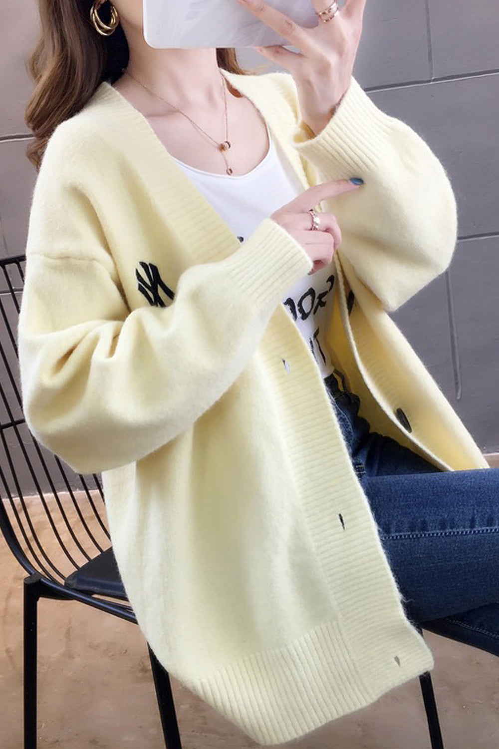 Women Beautiful Warm Solid Colored Thick Cardigan