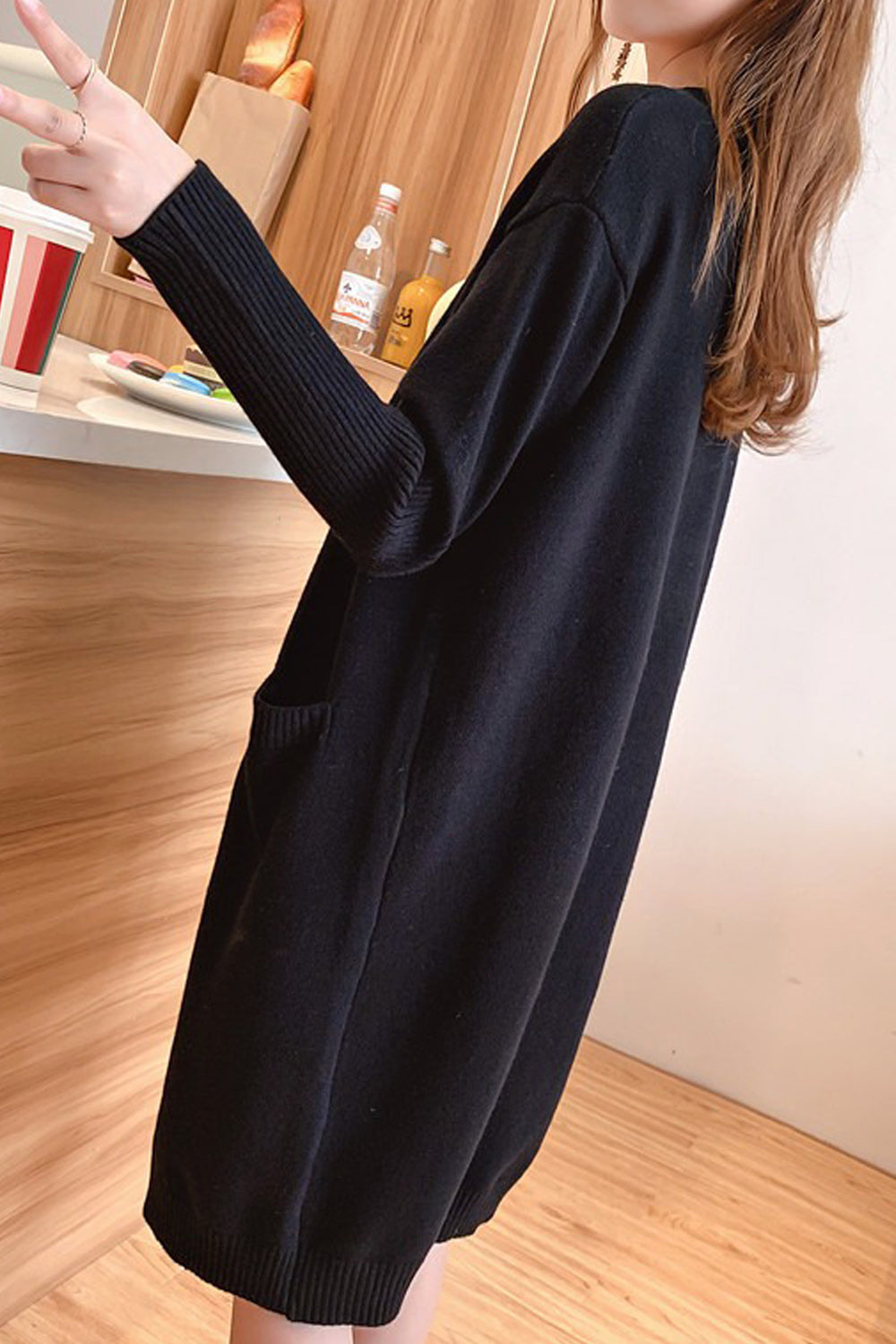 Women Long Length Convenient Easy Front Open Solid Colored Cozy Cardigan