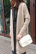 Women Long Length Convenient Easy Front Open Solid Colored Cozy Cardigan