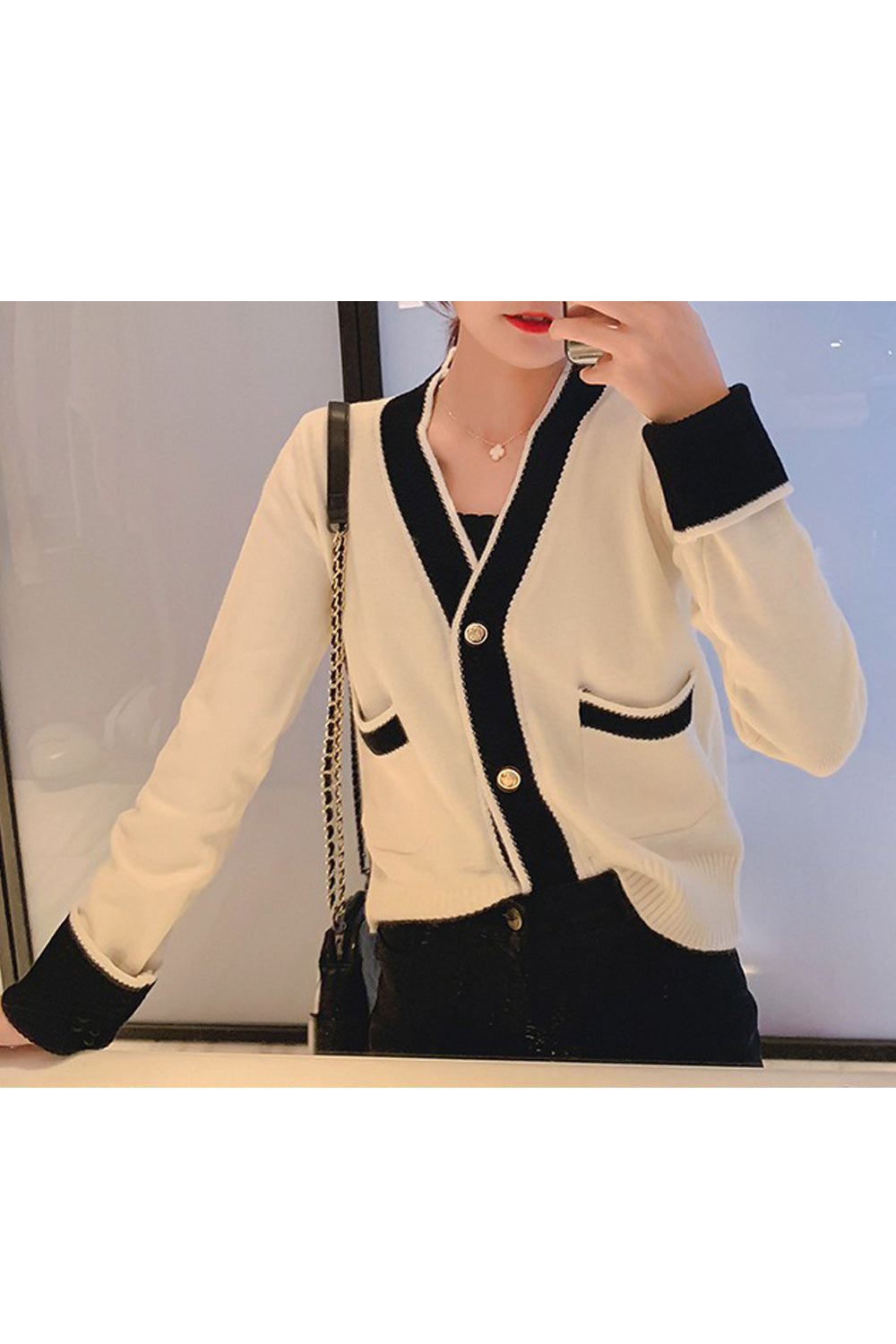 Women V-Neck Classy Pocket Styled Stretchable Cardigan