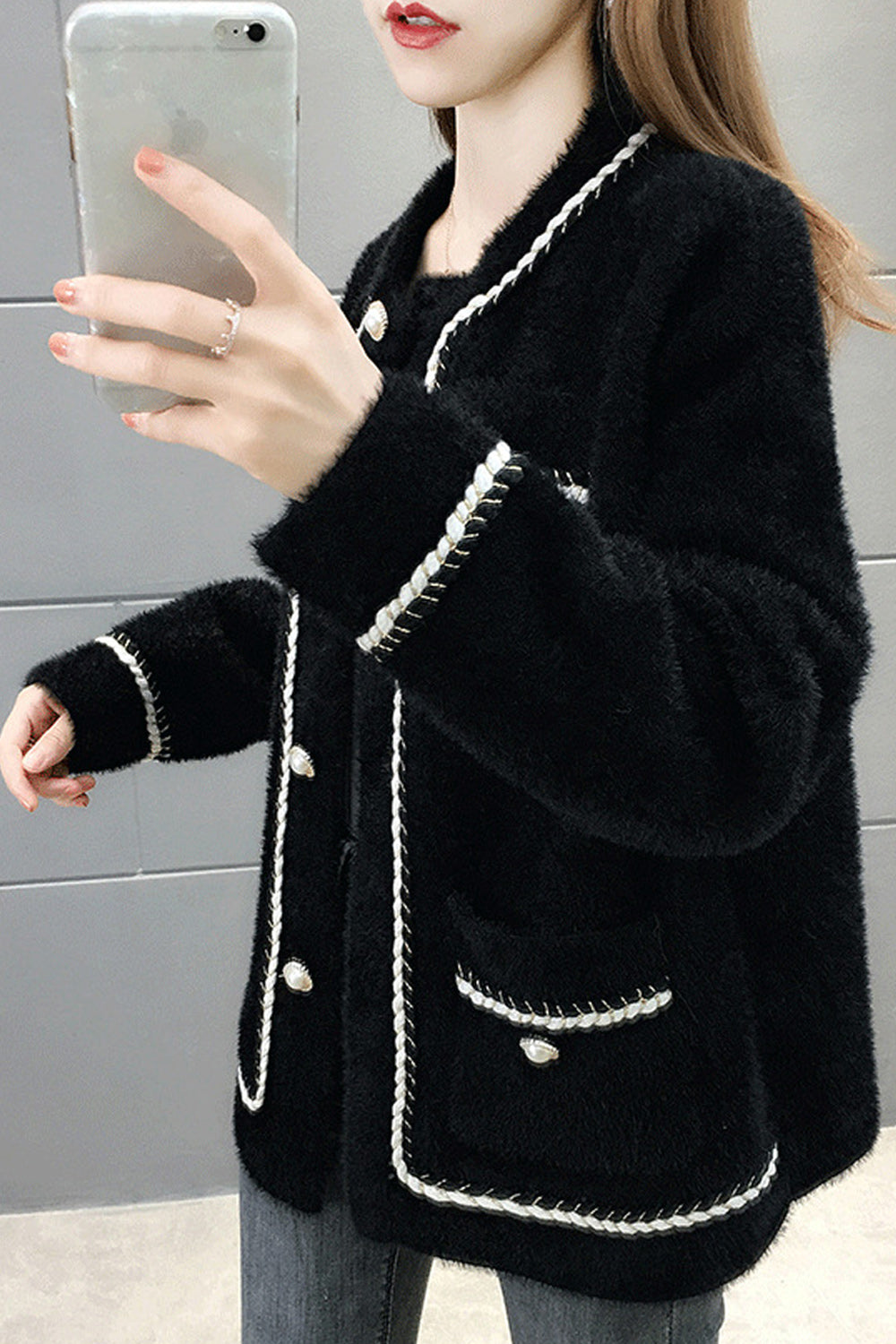Women Comfortable Round Neck Lovely Long Sleeve Cardigan