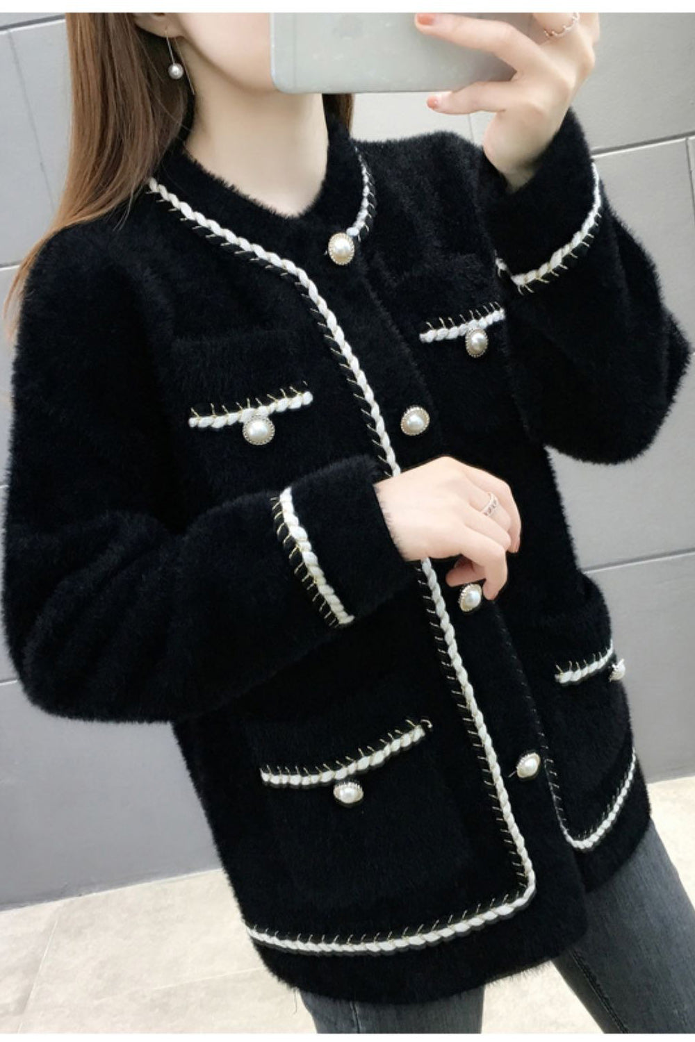 Women Comfortable Round Neck Lovely Long Sleeve Cardigan