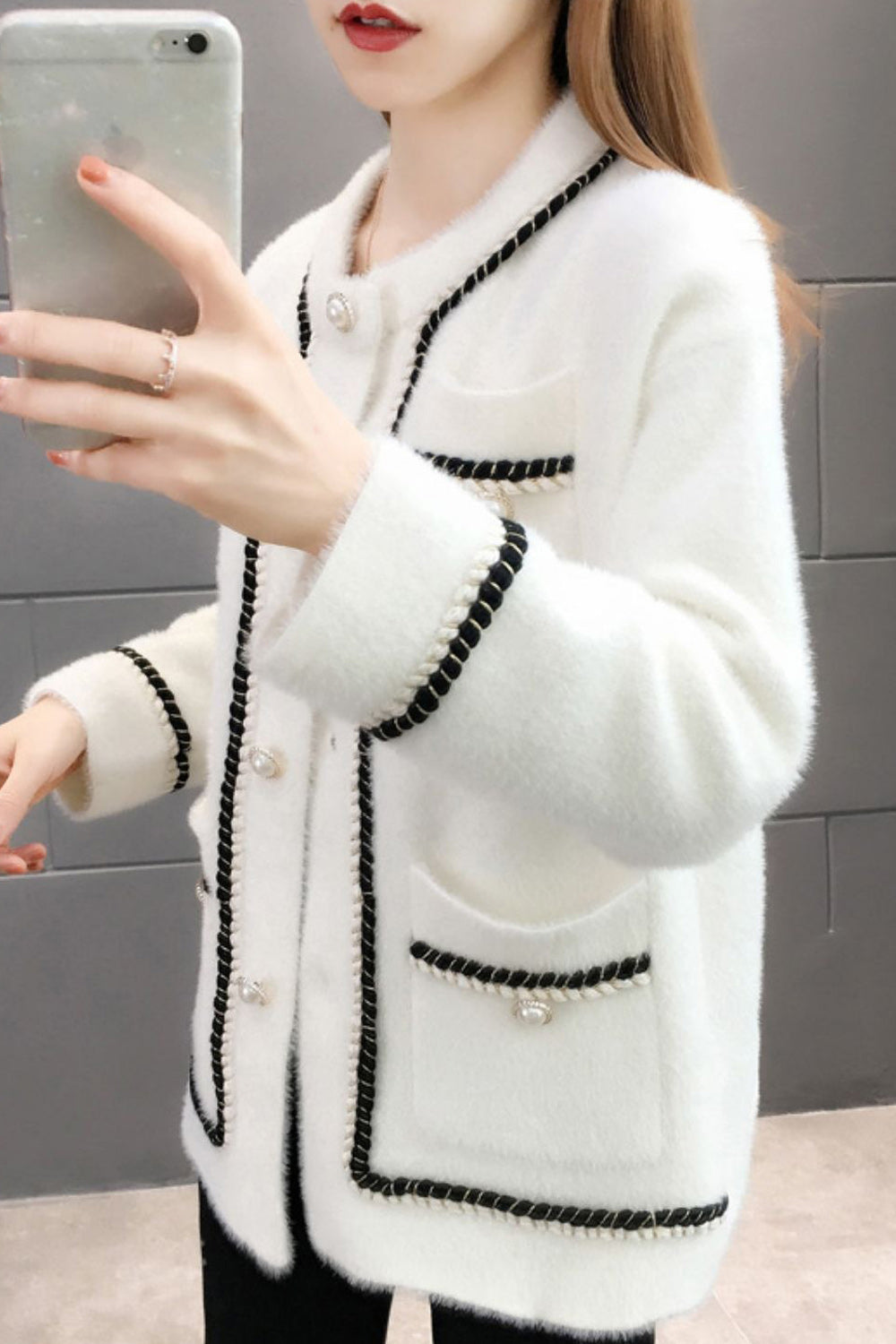 Women Comfortable Round Neck Lovely Long Sleeve Cardigan