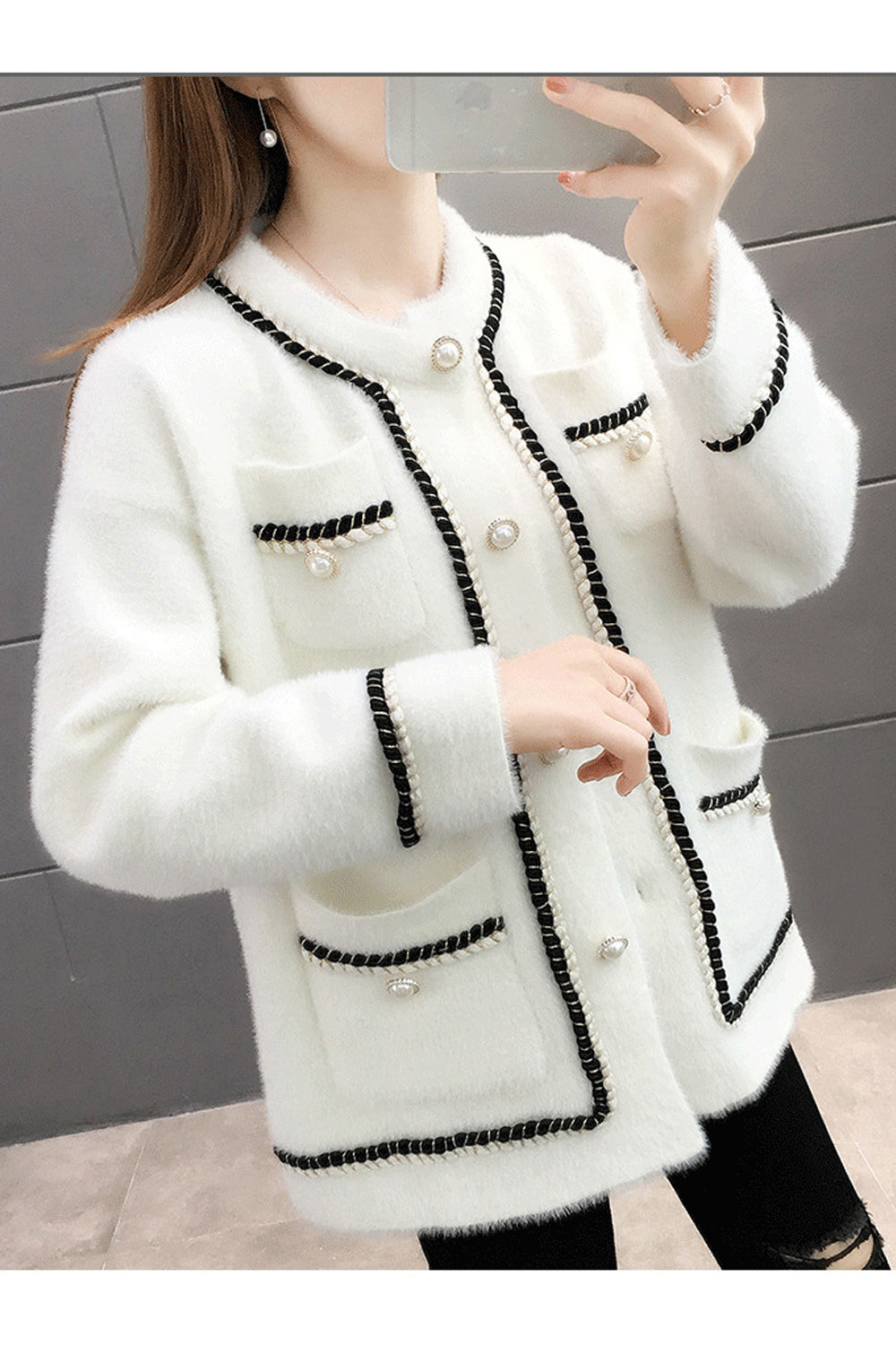 Women Comfortable Round Neck Lovely Long Sleeve Cardigan