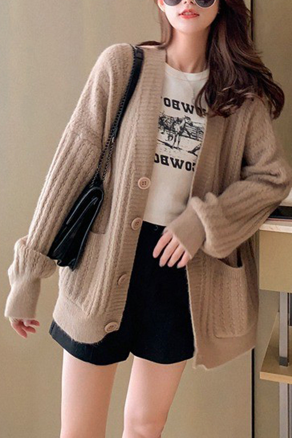 Women Breathable Solid Colored Stylish Warm Winter Cardigan