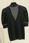 Women Half Sleeve Button Closure Solid Pattern Thick Cardigan