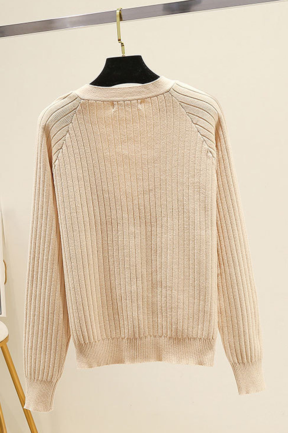 Women Warm Long Sleeve Elegant Solid Colored V-Neck Cardigan