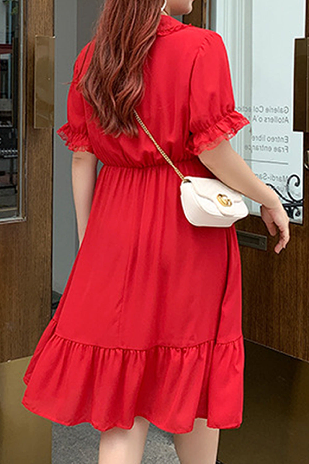 Women Plus Solid Colored Thin Collar Neck Magnificent Dress