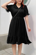 Women Plus Solid Colored Thin Collar Neck Magnificent Dress