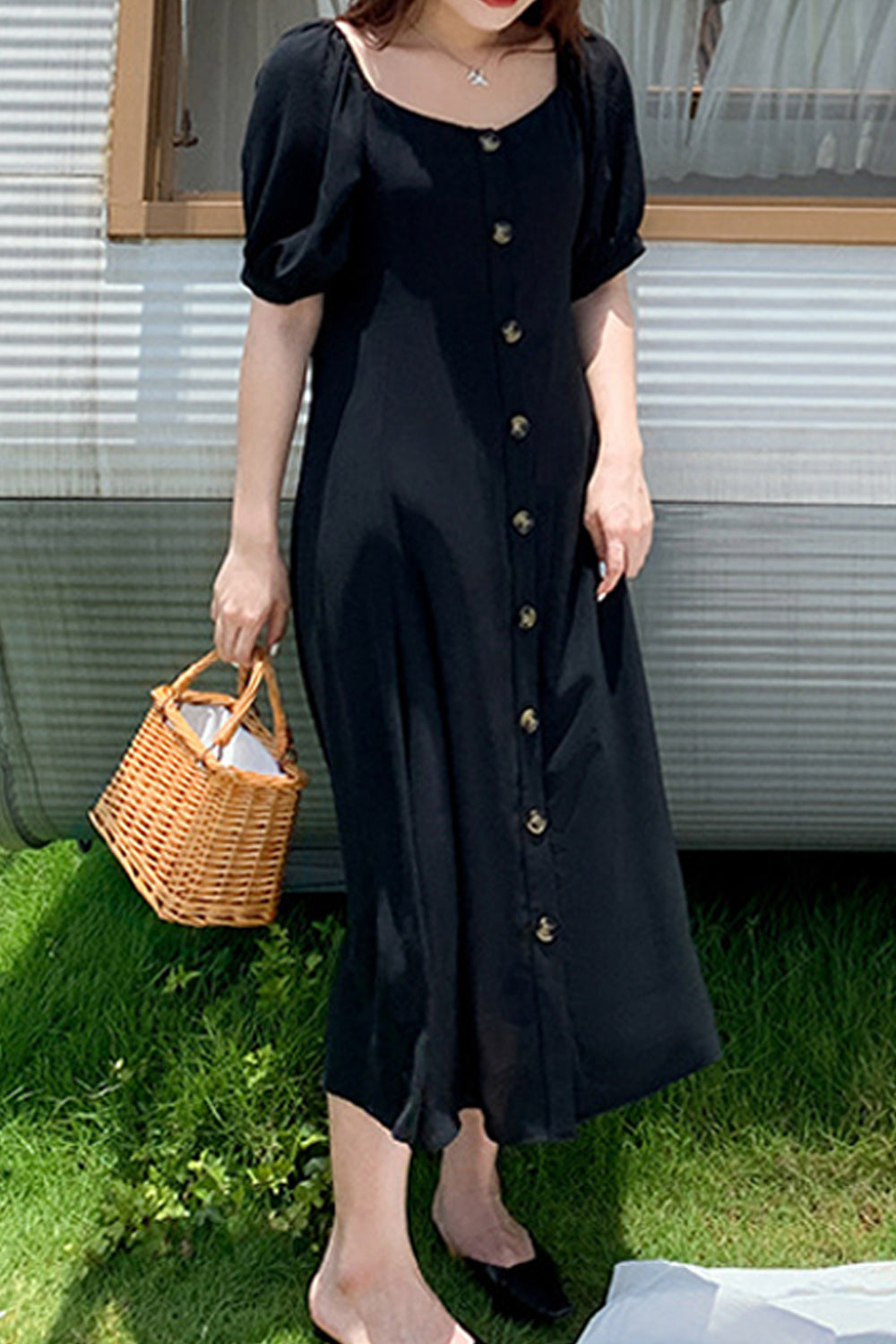 Women Plus Solid Colored Short Sleeve Breathable Dress