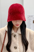 Women Soft Hair Solid Colored Cozy Windproof Knitted Hat