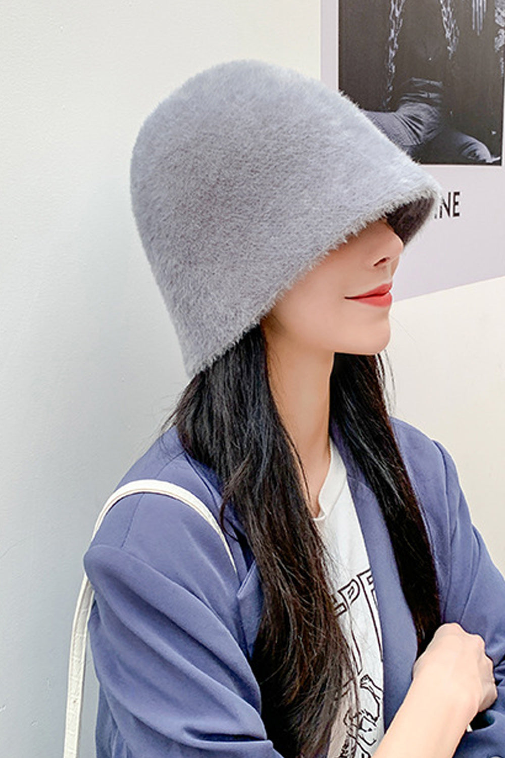 Women Soft Hair Solid Colored Cozy Windproof Knitted Hat
