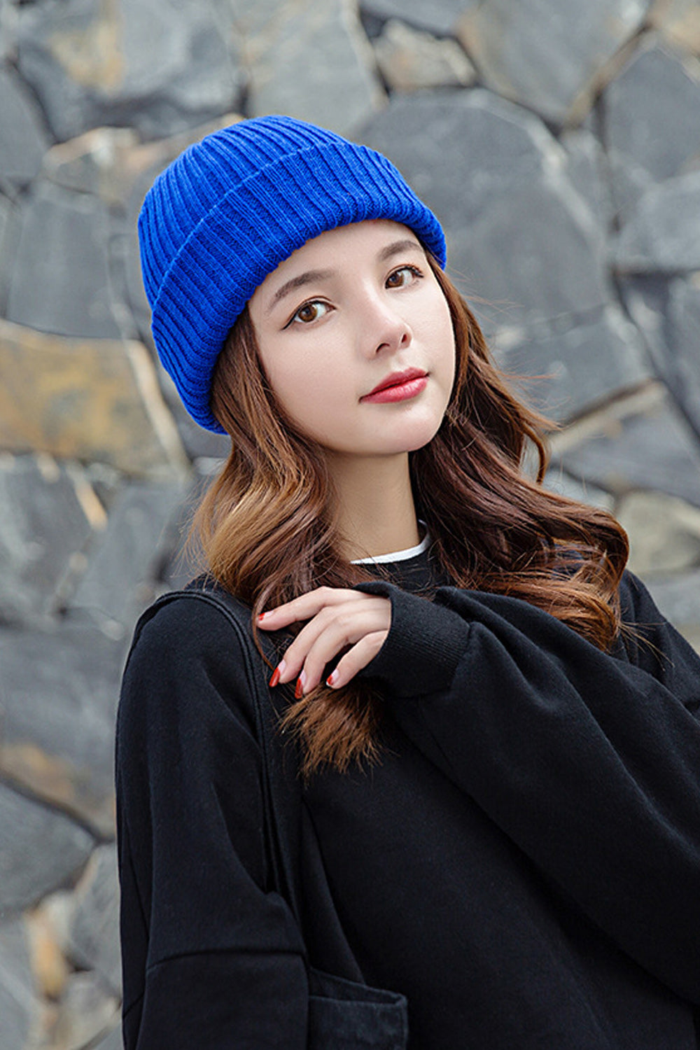 Women Lovely Casual Solid Pattern Thick Knitted Hat