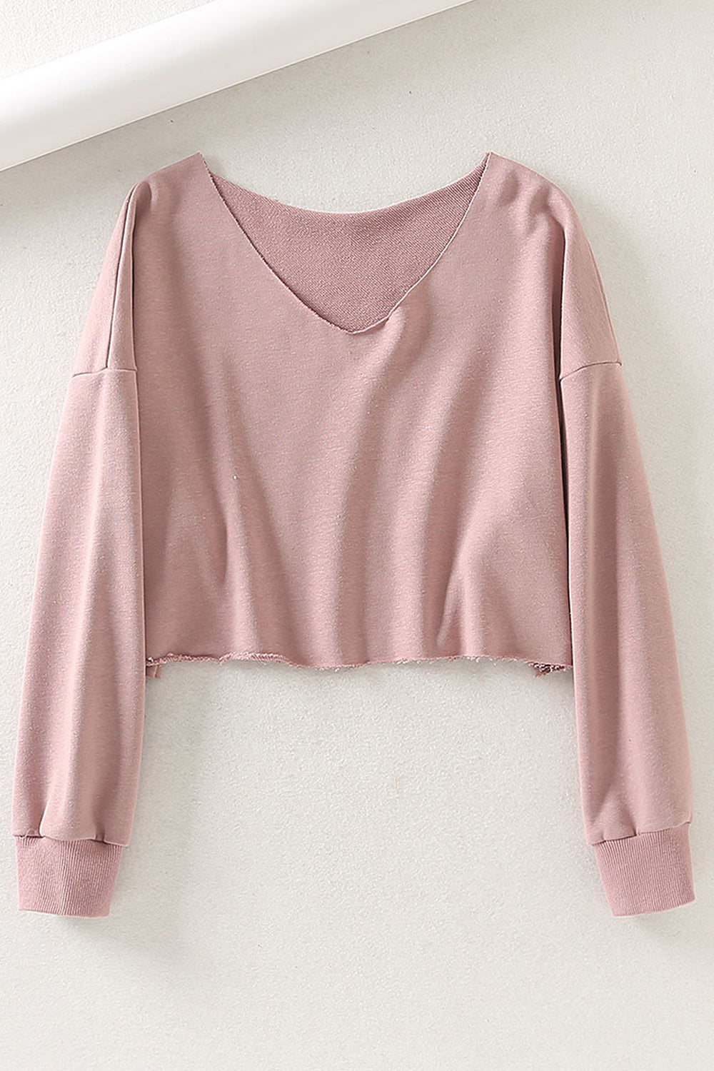 Women Lovely Solid Colored V-Neck Trendy Sweatshirt