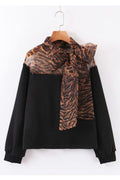 Women Collar Neck Leopard Printed Long Sleeve Comfortable Sweatshirt