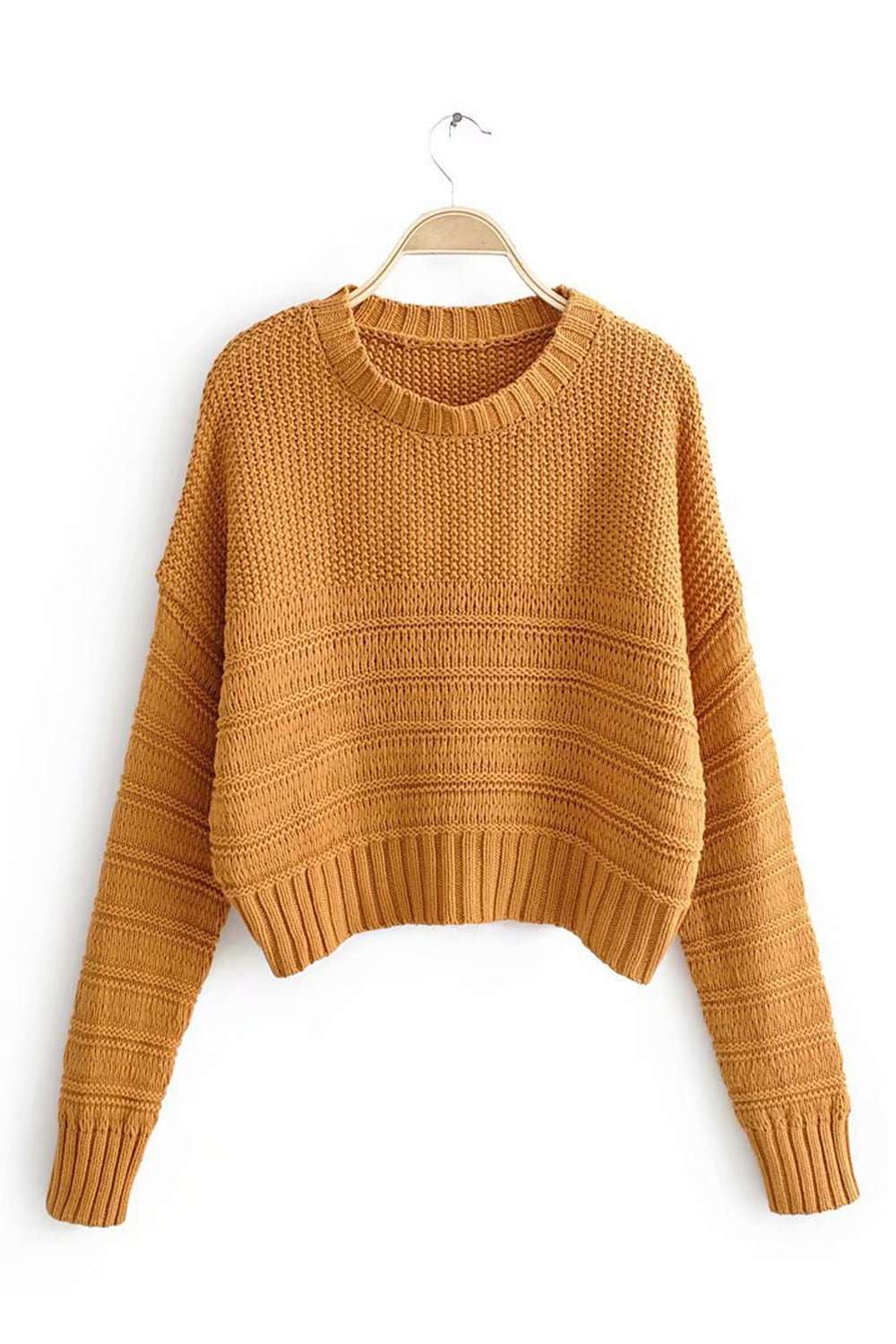 Women Knitted Solid Colored Thick Warm Elegant Sweatshirt
