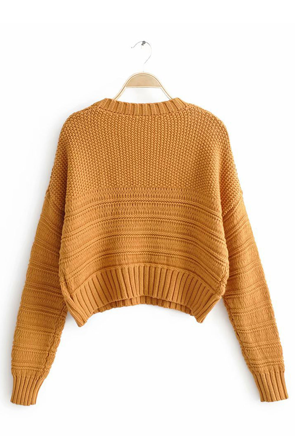 Women Knitted Solid Colored Thick Warm Elegant Sweatshirt