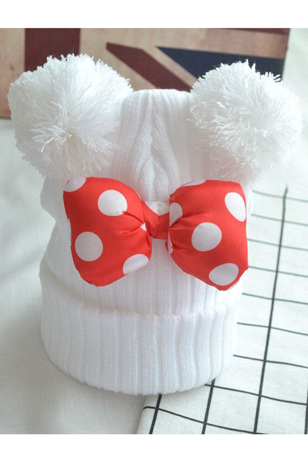 Pack of 2 - Kids Girls Bow Decorated Solid Colored Warm Winter Hat - Any 2 Available Colors