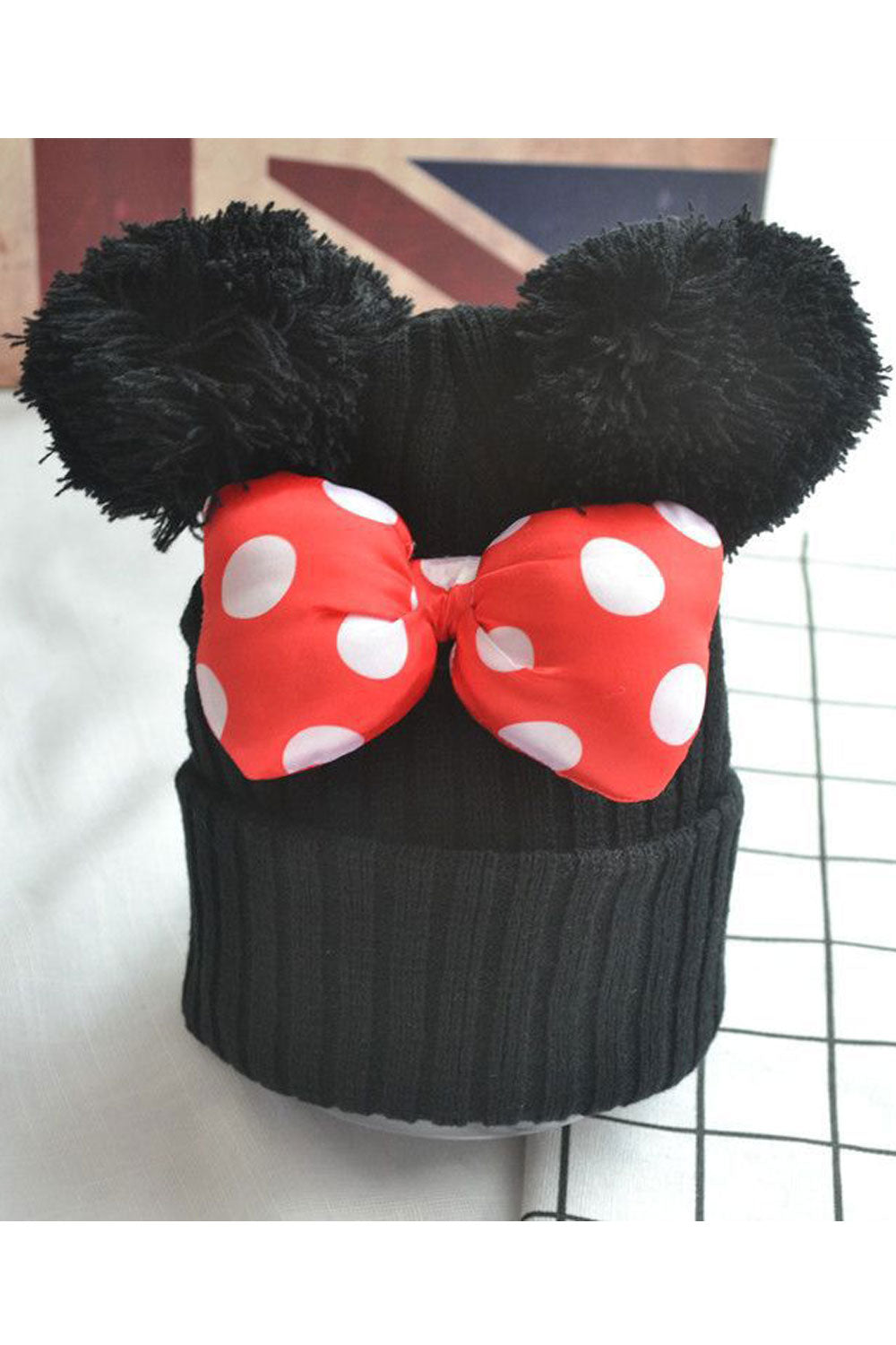 Pack of 2 - Kids Girls Bow Decorated Solid Colored Warm Winter Hat - Any 2 Available Colors