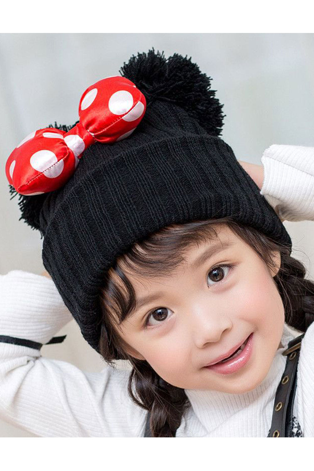 Pack of 2 - Kids Girls Bow Decorated Solid Colored Warm Winter Hat - Any 2 Available Colors