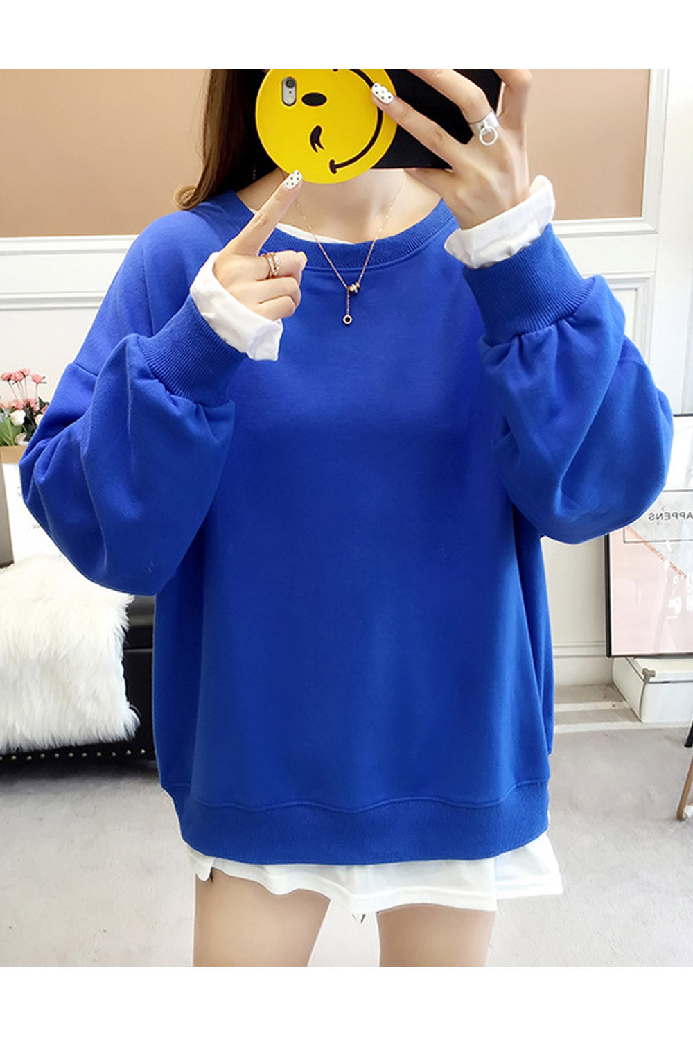 Women Winter Thick Solid Colored Loose Breathable Sweatshirt