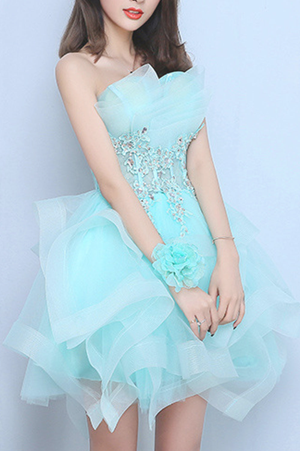 Women Floral Lace Decent Solid Colored Thin Soft Evening Dress