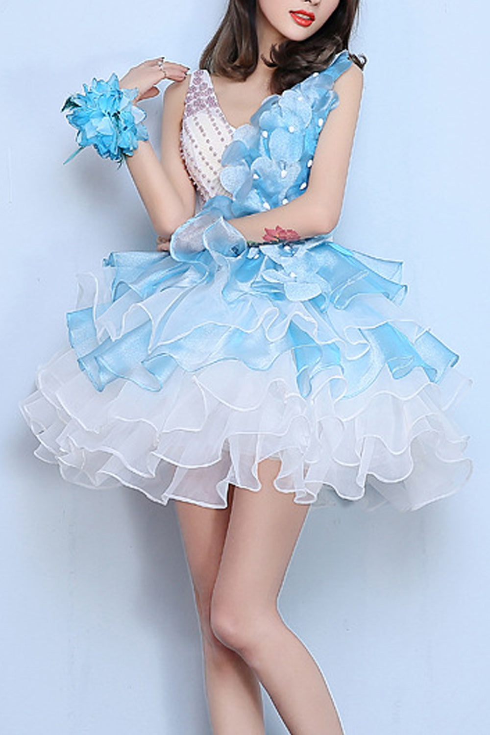 Women Trendy Ruffled Layer Soft Breathable Elegant Wedding Dress