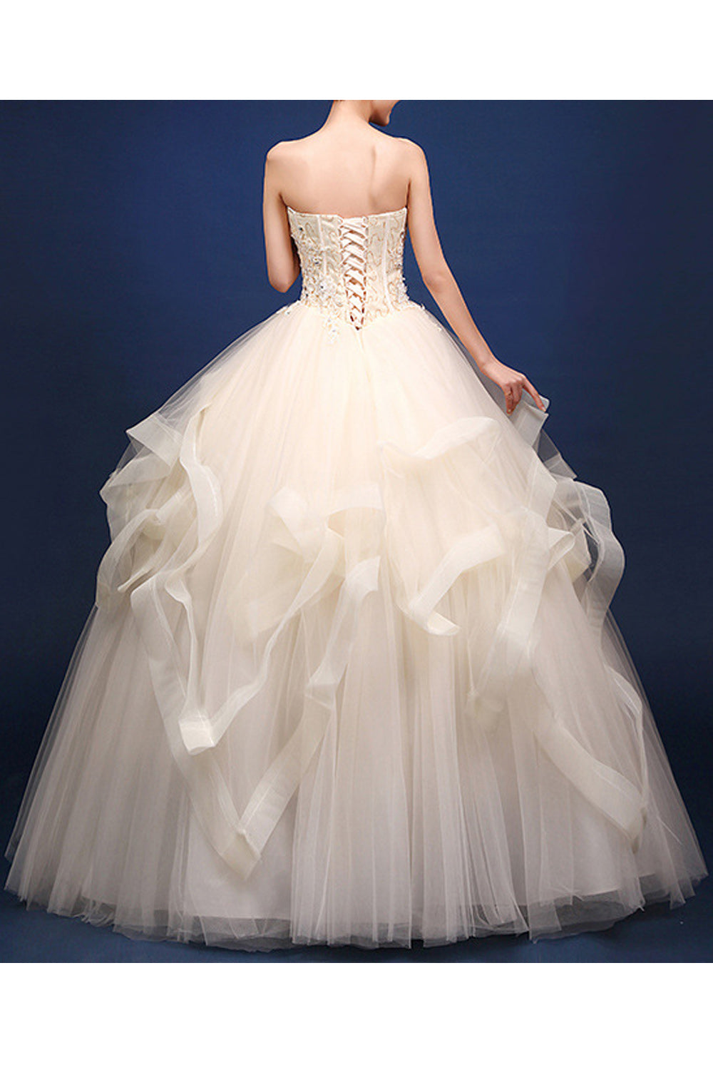 Women Magnificent Elegant Solid Pattern Loose Long Skirt Wedding Dress