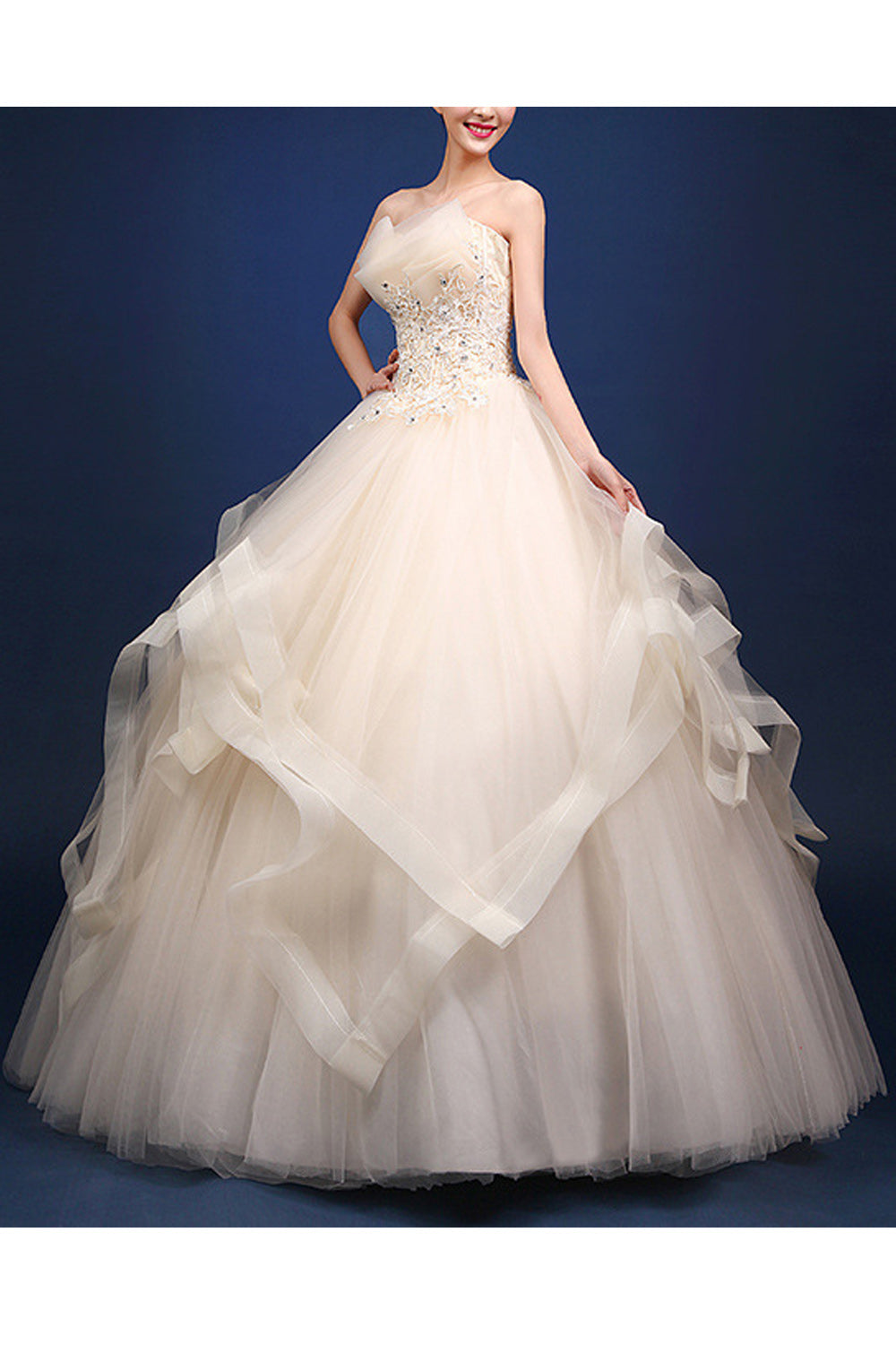 Women Magnificent Elegant Solid Pattern Loose Long Skirt Wedding Dress