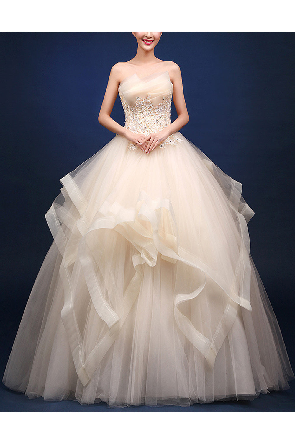 Women Magnificent Elegant Solid Pattern Loose Long Skirt Wedding Dress